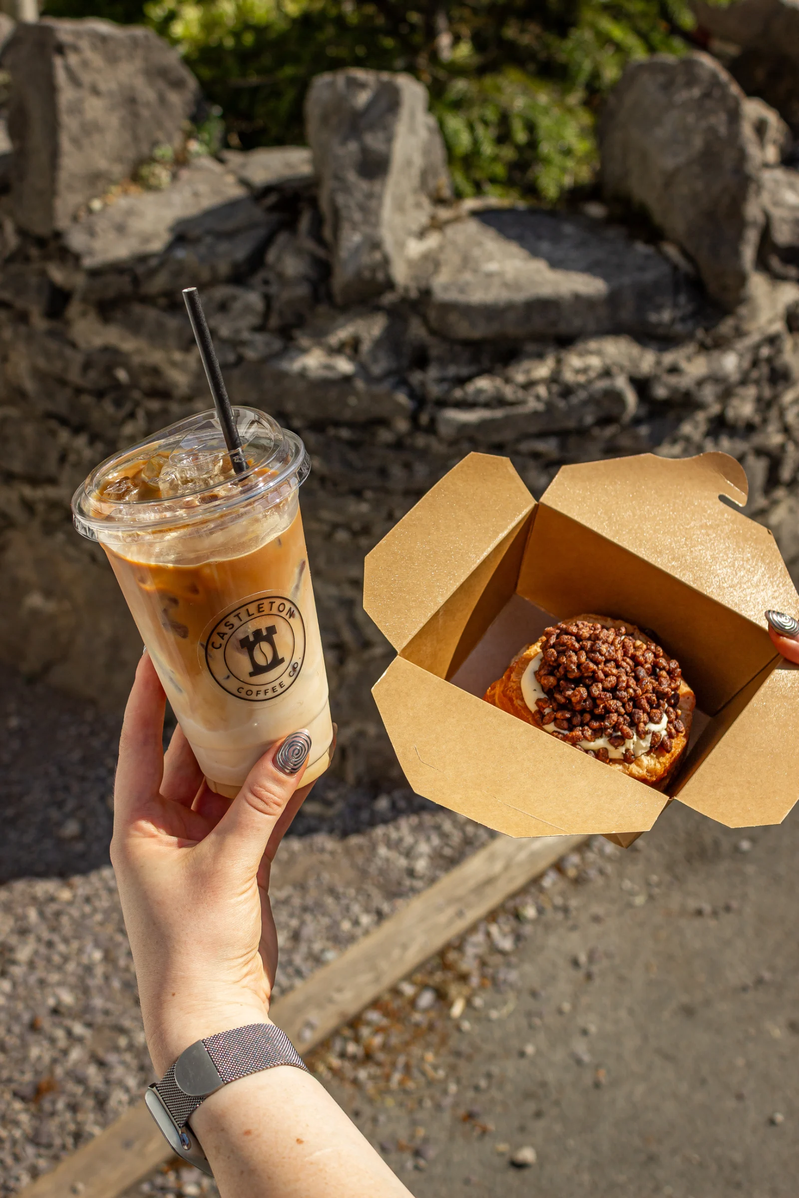 Iced latte and chocolate coco pop cronut